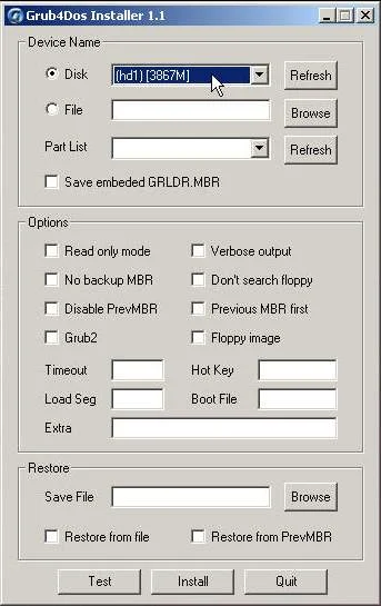 Grub4Dos GUI Installer 1.1