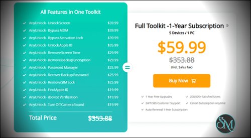 AnyUnlock 2.2.4 for Windows - Full Toolkit - 1-Year Subscription / 5 Devices (Discount 20% OFF) AnyUnlock 2.2.4 for Windows - Full Toolkit - 1-Year Subscription / 5 Devices (Discount 20% OFF)