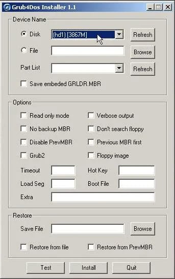 Grub4Dos GUI Installer 1.1